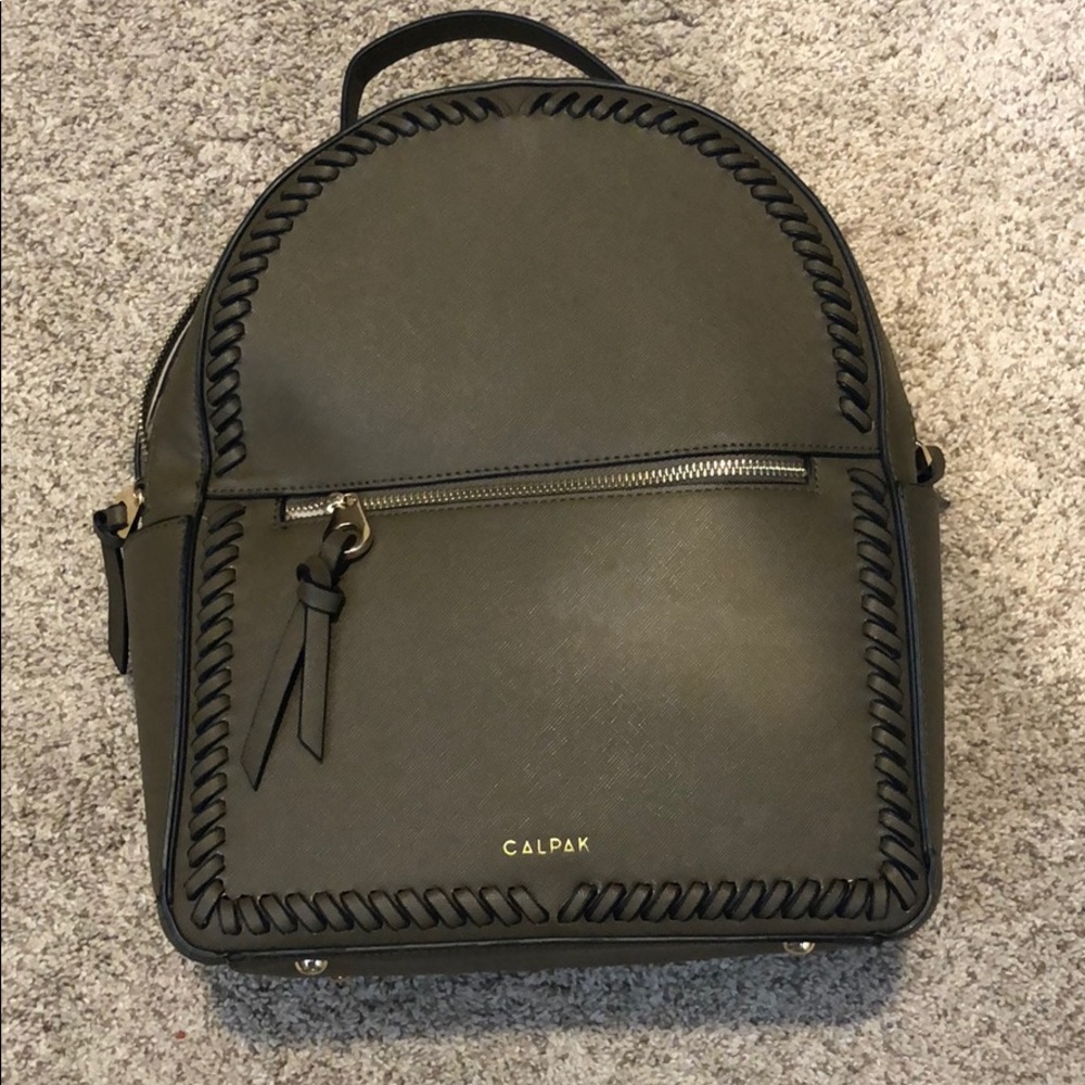 Calpack faux leather backpack in olive green